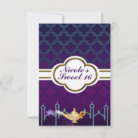Arabian Nights Magicale Marokkaanse Verjaardag RSV RSVP Kaartje (Achterkant)