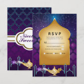 Arabian Nights Magicale Marokkaanse Verjaardag RSV RSVP Kaartje (Voorkant / Achterkant)