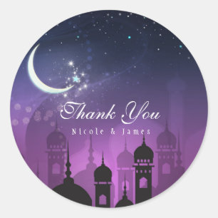 Arabian Nights Marokkaans Paars Maanlicht Ronde Sticker