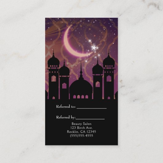 Arabian Nights Marokkaanse Oost Verwijs een vriend Aanbevelingskaartje (Achterkant)