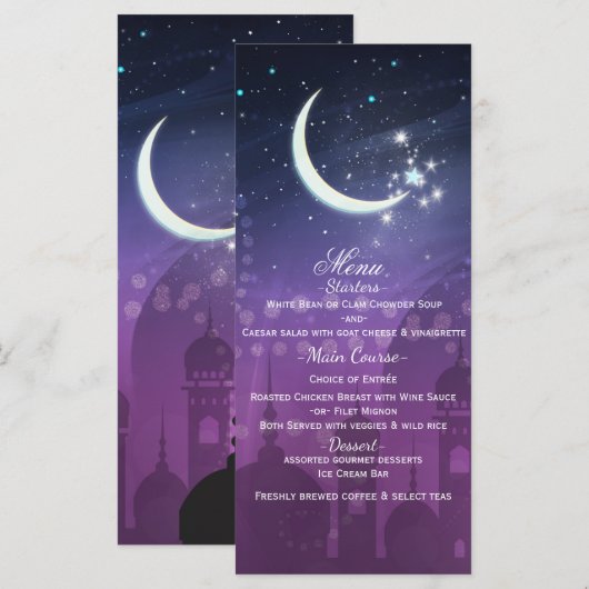 Arabian Nights Marokkaanse Paarse maanlicht Menu (Voorkant / Achterkant)
