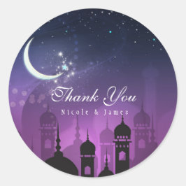 Arabian Nights Marokkaanse Paarse maanlicht Ronde Sticker