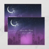 Arabian Nights Marokkaanse Paarse maanlicht Save D Aankondigingskaart (Voorkant / Achterkant)