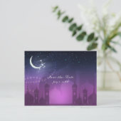 Arabian Nights Marokkaanse Paarse maanlicht Save D Aankondigingskaart (Staand voorkant)