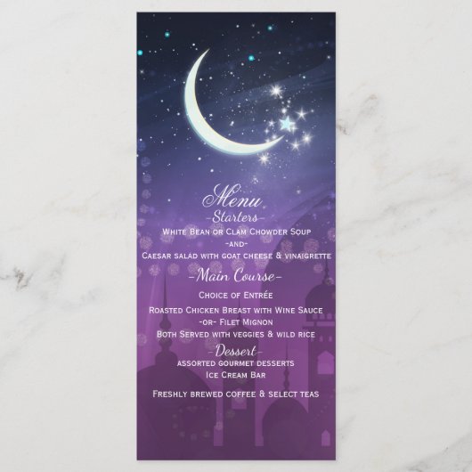 Arabian Nights Marokkaanse Paarse Maneschijn Menu (Voorkant)