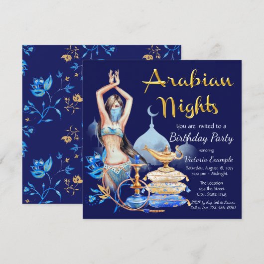 Arabian Nights Party Uitnodigingen (Voorkant / Achterkant)