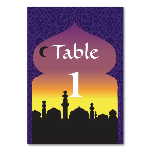 Arabian Nights Patroon Tafel Nummer Trouwen Kaart (Achterkant)
