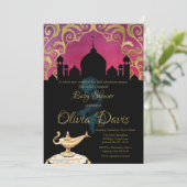 Arabian Nights Pink en Gold Baby shower Kaart (Staand voorkant)