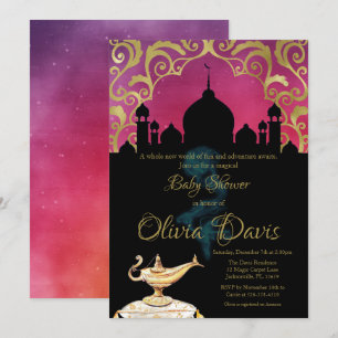 Arabian Nights Pink en Gold Baby shower Kaart