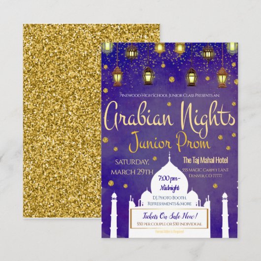 Arabian Nights Theme Junior Prom Uitnodiging (Voorkant / Achterkant)