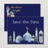 Arabian Nights Verjaardag Save the Date Briefkaart (Voorkant / Achterkant)