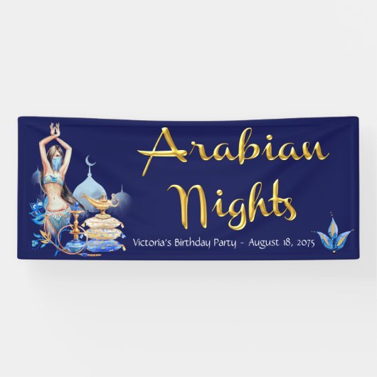 Arabian Nights Verjaardagsfeest Banner (Horizontaal)
