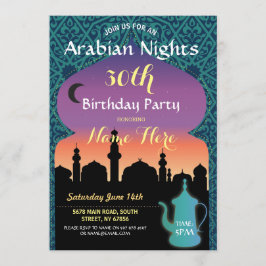 Arabian Nights Verjaardagsfeest Jewel Henna Uitnod Kaart