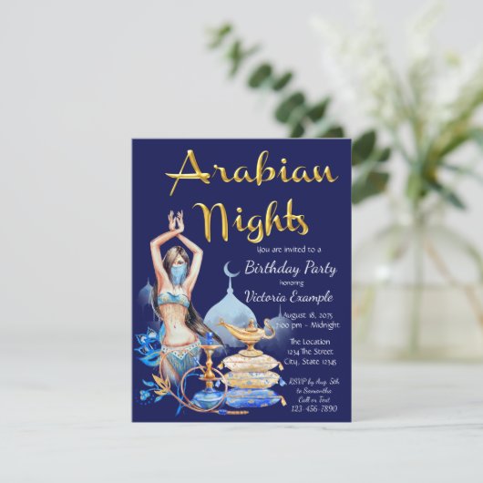Arabian Nights Verjaardagsuitnodigingen voor elk a Kaart (Staand voorkant)