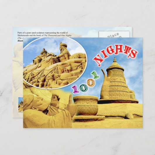 Arabian Nights zandsculpture, België Briefkaart (Voorkant / Achterkant)