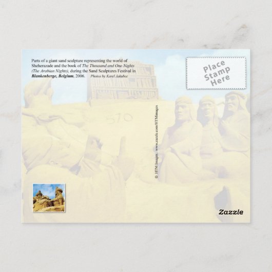 Arabian Nights zandsculpture, België Briefkaart (Achterkant)