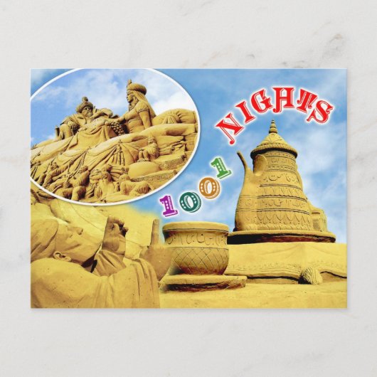 Arabian Nights zandsculpture, België Briefkaart (Voorkant)