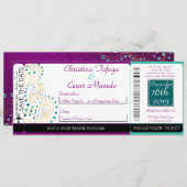 Arabian Paarse Boarding Pass huwelijksuitnodiging Kaart (Voorkant / Achterkant)