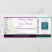 Arabian Paarse Boarding Pass huwelijksuitnodiging Kaart (Voorkant)