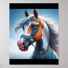 Arabian Paint Paard Blauwe Ogen Poster
