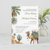 Arabian Palm Desert Camel QR Code Huwelijk Kaart (Staand voorkant)