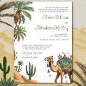 Arabian Palm Desert Camel QR Code Huwelijk Kaart