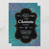 Arabian Sky Invitation for Birthday Party Blue Kaart (Voorkant / Achterkant)