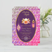 Arabian Wedding Couple Verloving Rehearsal Dinner Kaart (Staand voorkant)