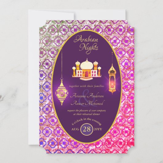 Arabian Wedding Couple Verloving Rehearsal Dinner Kaart (Voorkant)