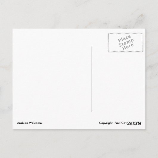 Arabian Welkom Briefkaart (Achterkant)