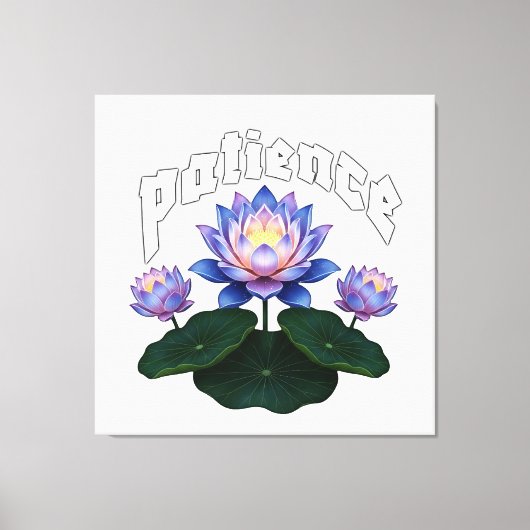 Arabic Calligraphy Sabr Patience - Zen Lotus Flowe Canvas Afdruk (Voorkant)