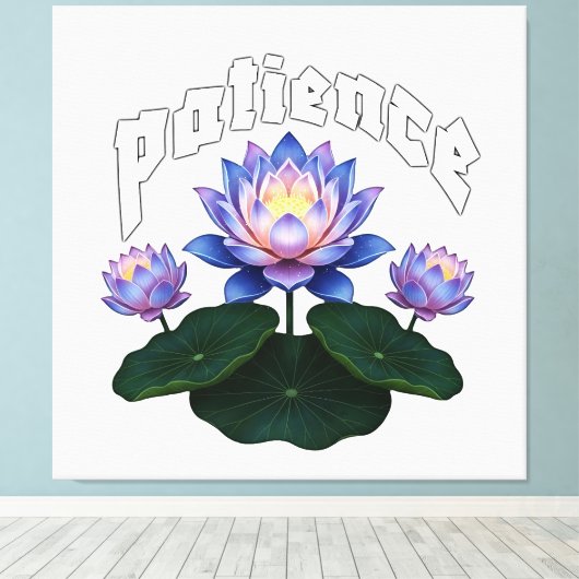 Arabic Calligraphy Sabr Patience - Zen Lotus Flowe Canvas Afdruk (Insitu (Houten vloer))