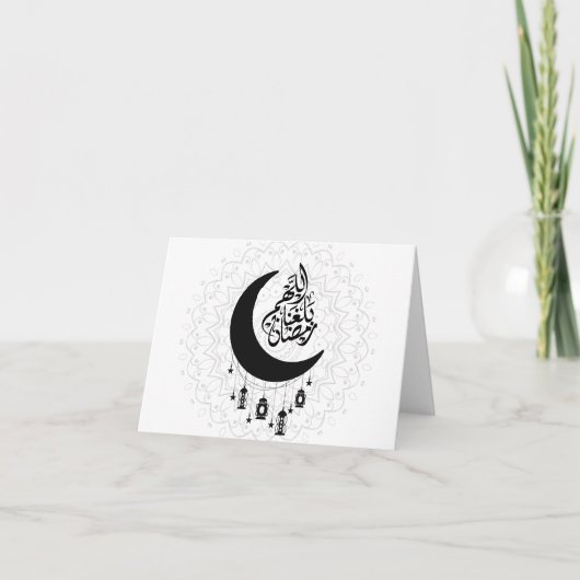 Arabic Diwani Calligraphy, Crescent Moon & Lantern Bedankkaart (Voorkant)