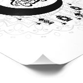 Arabic Diwani Calligraphy, Crescent Moon & Lantern Foto Afdruk (Hoek)