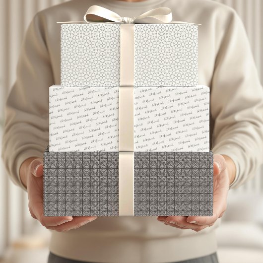 Arabic Eid Mubarak Cute White Star Pattern Quote Inpakpapier Vel