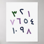 Arabic Numbers Chart Islamic Nursery Decor Poster (Voorkant)