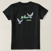 Arabic Peace "Salaam" Typography with White Doves  T-shirt (Design achterkant)
