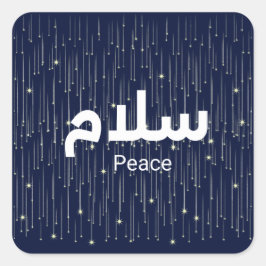 Arabic "Salaam" Peace with Golden Falling Stars Vierkante Sticker