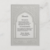 arabic Silver Embossed Floral Arch Wedding Informatiekaartje (Voorkant)