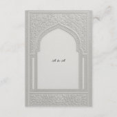 arabic Silver Embossed Floral Arch Wedding Informatiekaartje (Achterkant)