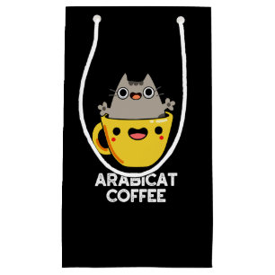 Arabicat Coffee Funny Arabica Cat Pun Dark BG Klein Cadeauzakje