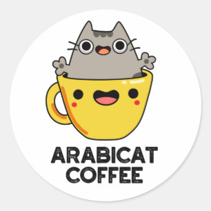 Arabicat Coffee Funny Arabica Cat Pun Ronde Sticker