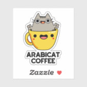 Arabicat Coffee Funny Arabica Cat Pun Sticker (Vel)