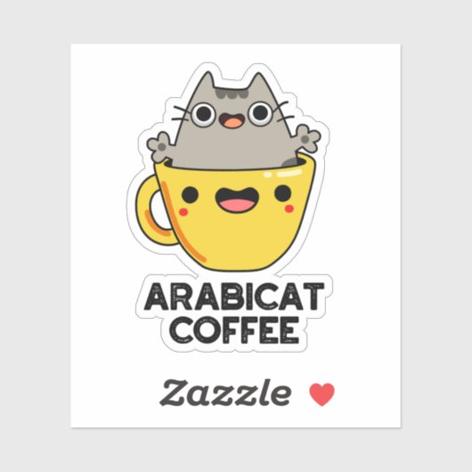 Arabicat Coffee Funny Arabica Cat Pun Sticker (Vel)