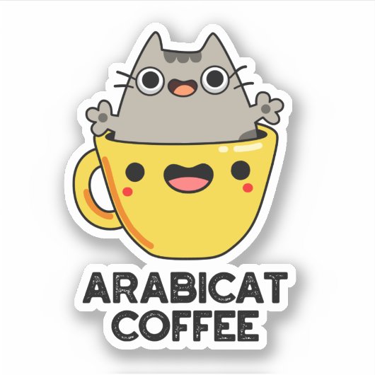 Arabicat Coffee Funny Arabica Cat Pun Sticker (Voorkant)