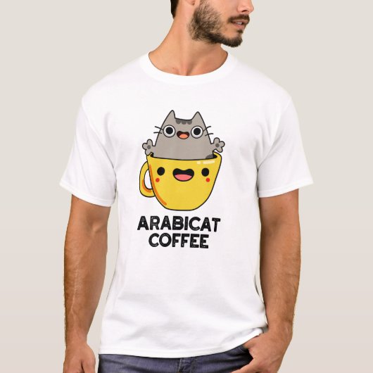 Arabicat Coffee Funny Arabica Cat Pun T-shirt (Voorkant)