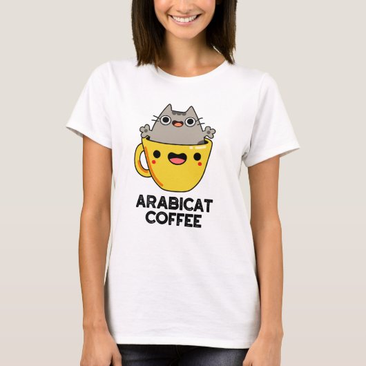 Arabicat Coffee Funny Arabica Cat Pun T-shirt (Voorkant)