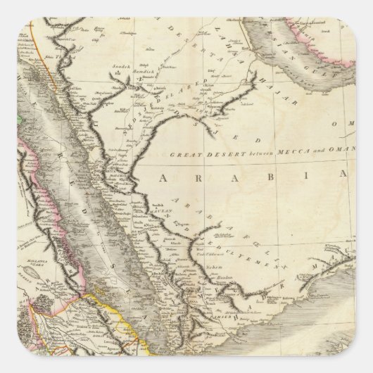 Arabië, Egypte, Abyssinia, rood Zee Vierkante Sticker (Voorkant)
