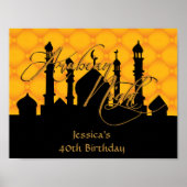 Arabiër Night, Gold Birthday Party Poster (Voorkant)