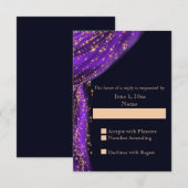 Arabiër Night Paars & Gold Wedding RSVP Kaartje (Voorkant / Achterkant)